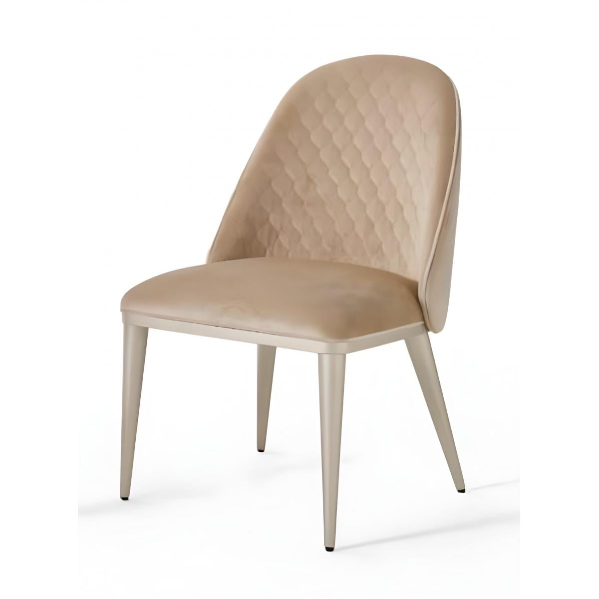 Luxury Quilted Upholstered Dining Chair in Champagne Beige with Sleek Tapered Legs by Luxury Group International