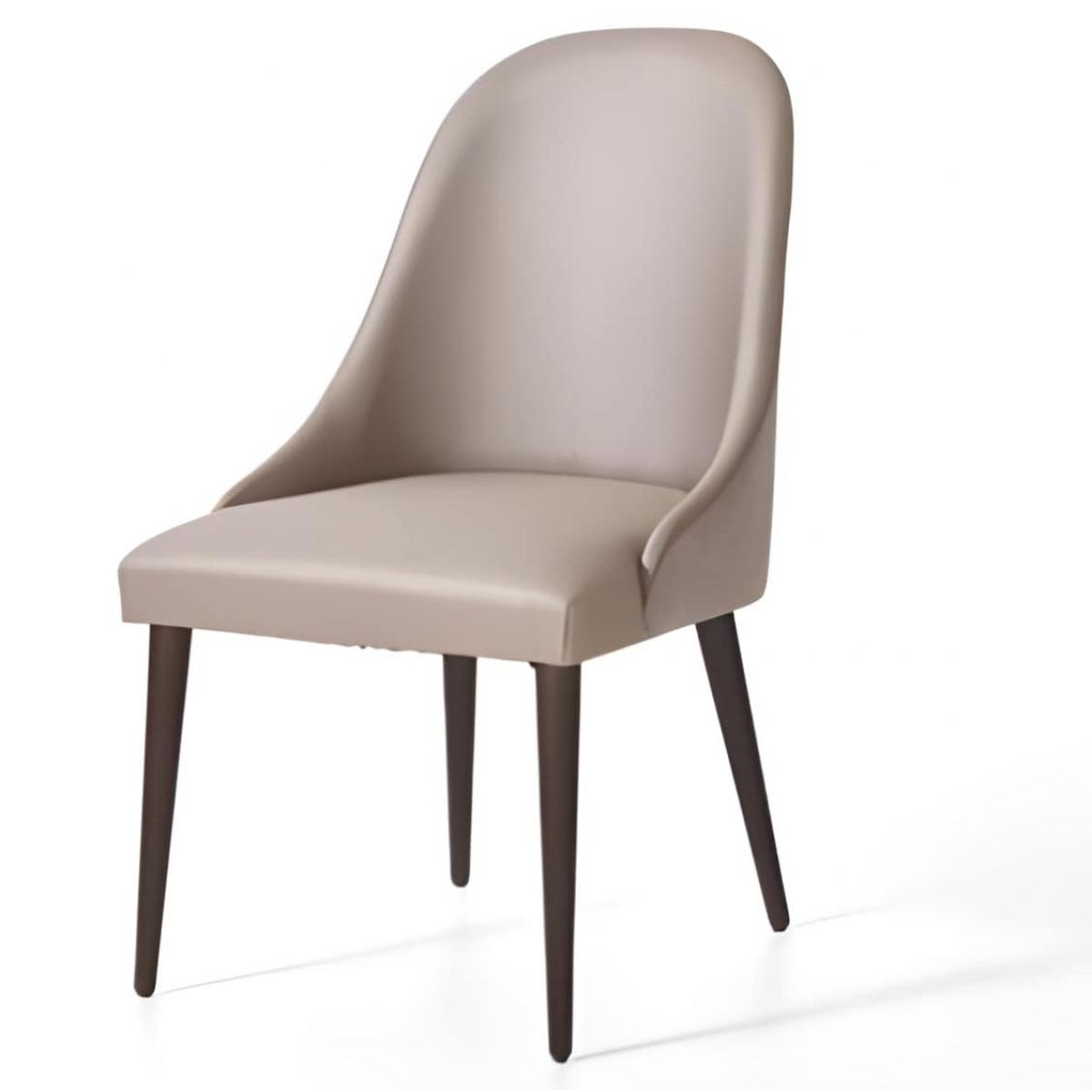 Luxury Upholstered Dining Chair in Champagne Beige with Dark Walnut Tapered Legs by Luxury Group International