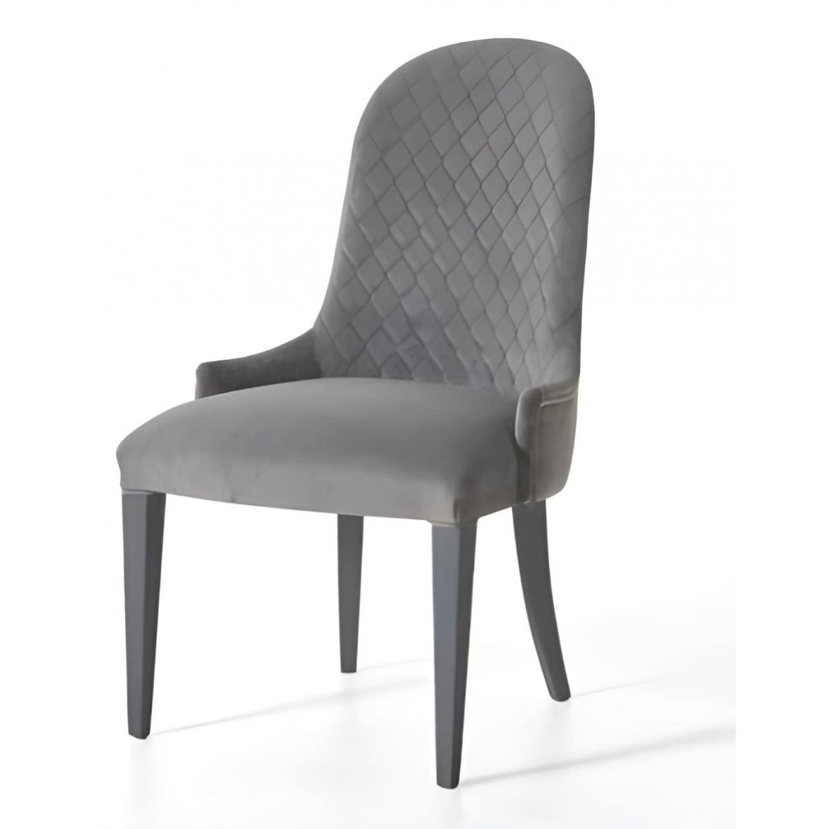 Luxury Quilted Upholstered High Oval Back Dining Chair in Warm Grey Finish by Luxury Group International