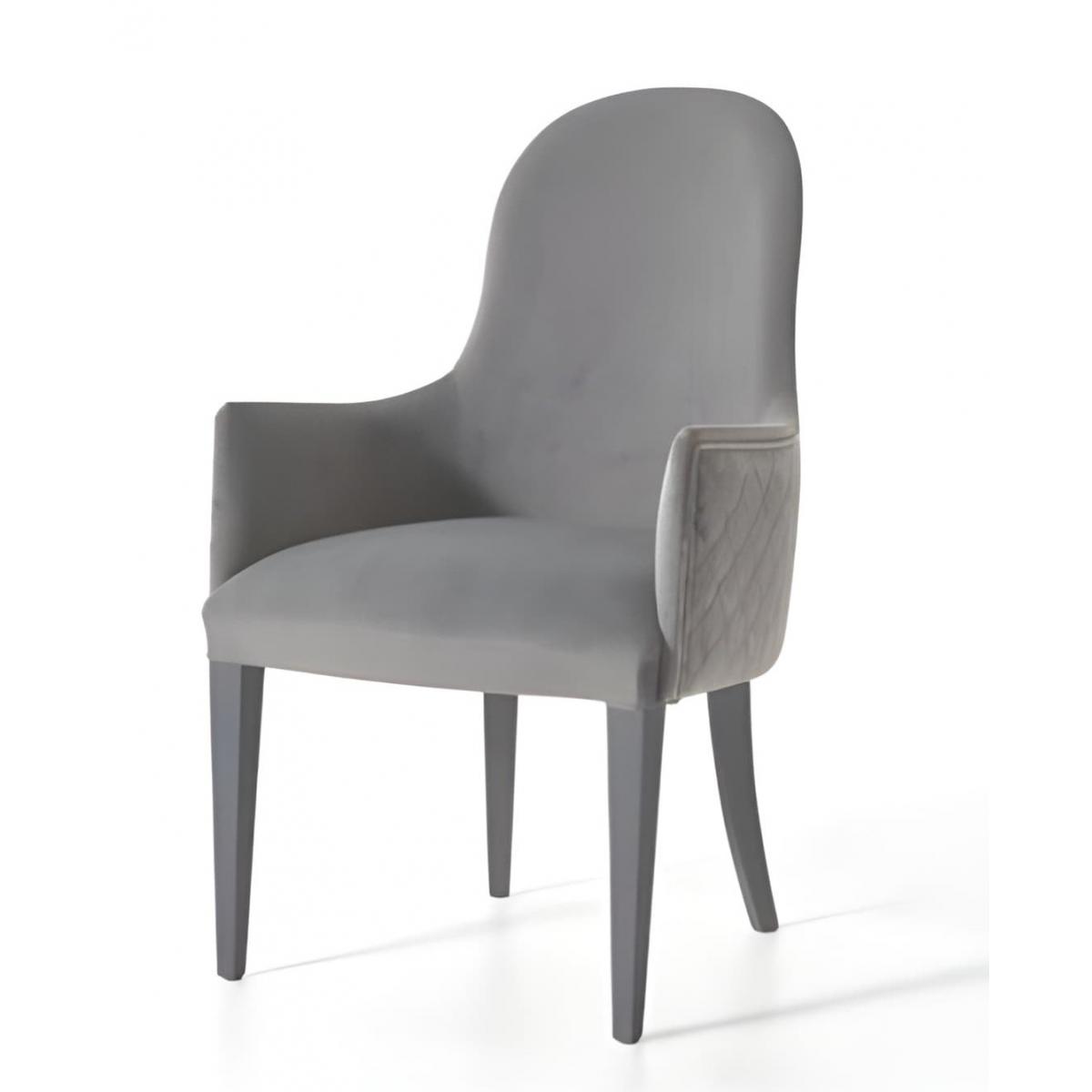 Luxury Grey Quilted Upholstered Oval Back Dining Armchair by Luxury Group International