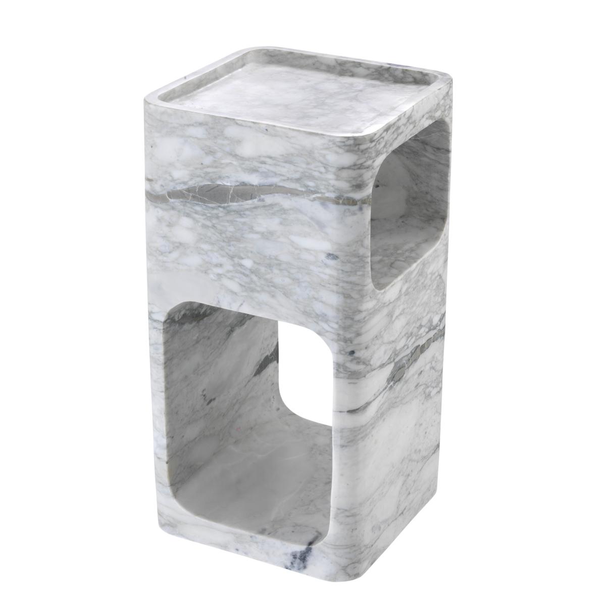 Luxury Rectangular Black/White Travertine Side Table by Luxury Group International