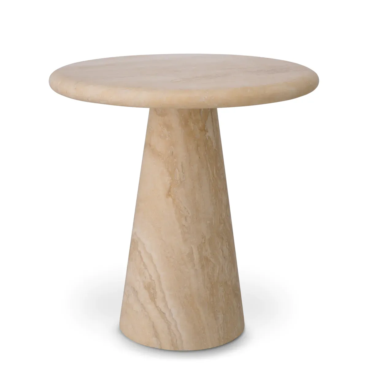 Luxury Beige Travertine Limestone Round Side Table by Luxury Group International