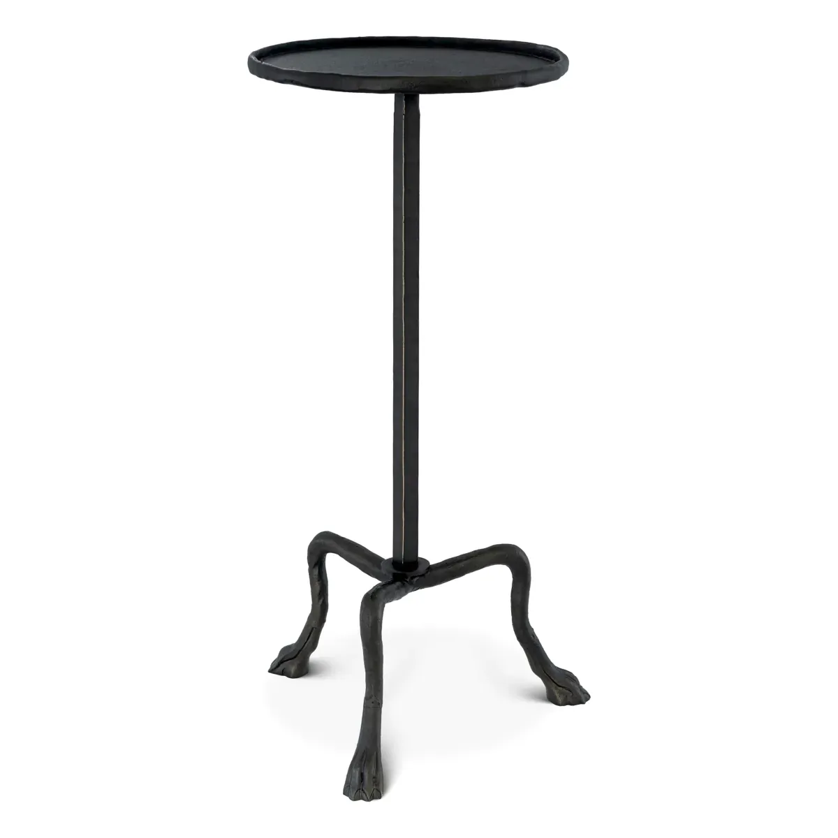 Luxury Black Round Tripod Bronze Finish Side Table by Luxury Group International