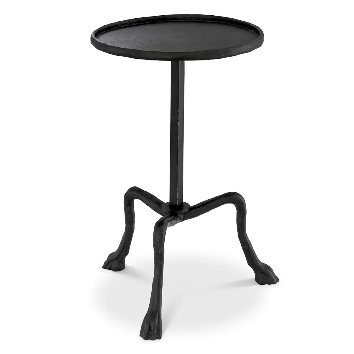Luxury Black Round Tripod Bronze Finish Side Table by Luxury Group International