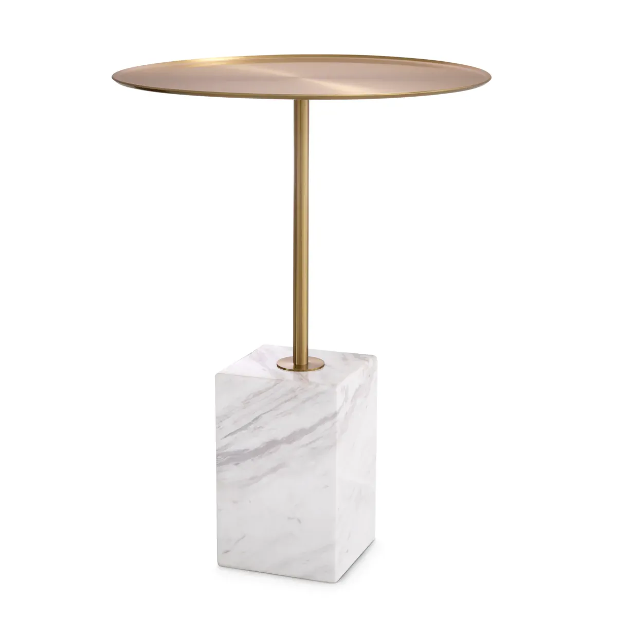 Luxury Round BrassTop Black/White Marble base Side Table by Luxury Group International