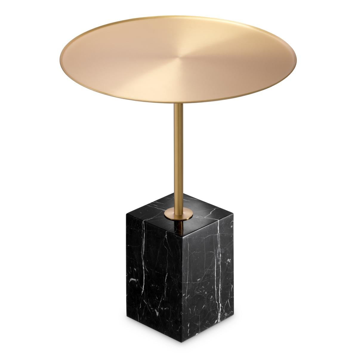Luxury Round BrassTop Black/White Marble base Side Table by Luxury Group International
