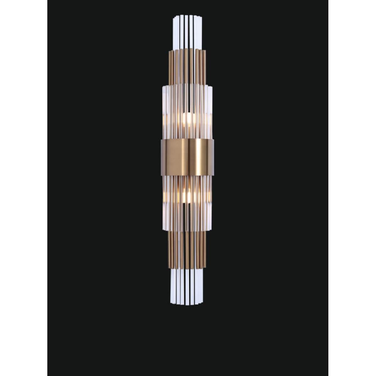 Luxury Modern Art Deco Vertical Ribbed Crystal Wall Lamp with Golden / Chrome Band – 80 CM by Luxury Group International