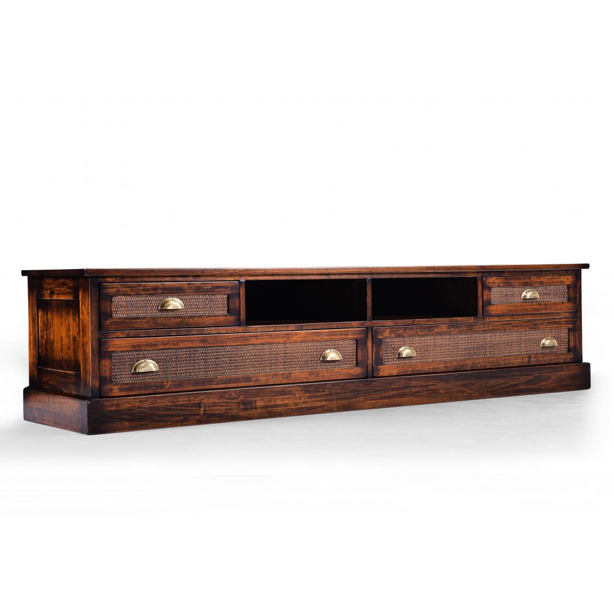 Luxury Vintage TV Console with Cane Drawer Fronts - Vintage Style Furniture Front View by Luxury Group International
