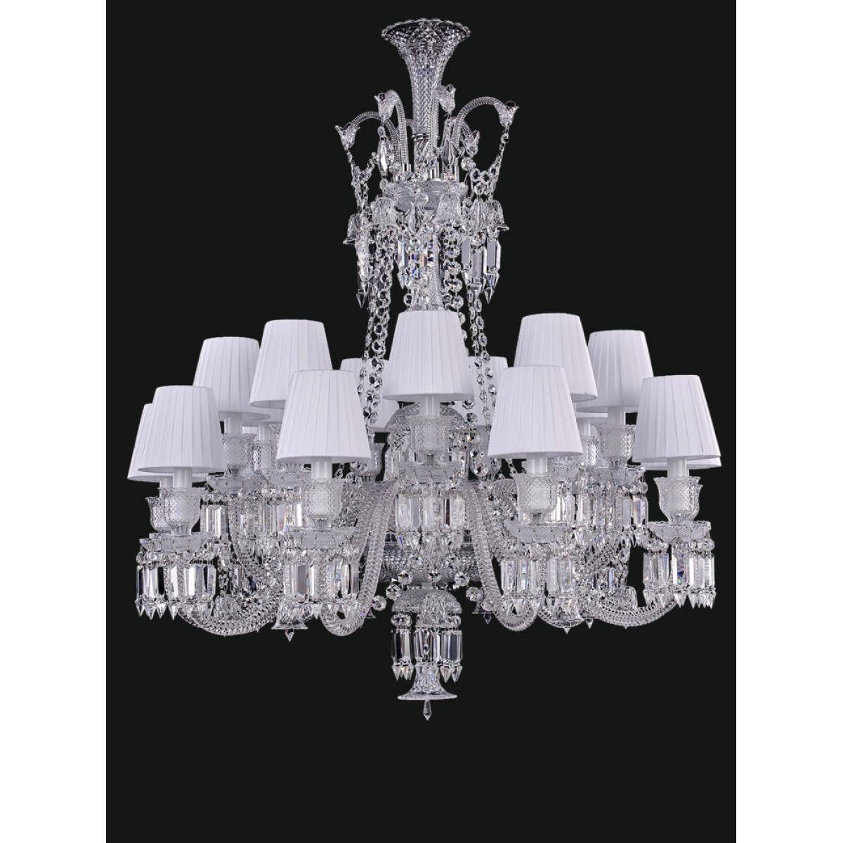 18 Lights Shade Clear Glass Luxury Crystal Chandelier by Luxury Group International