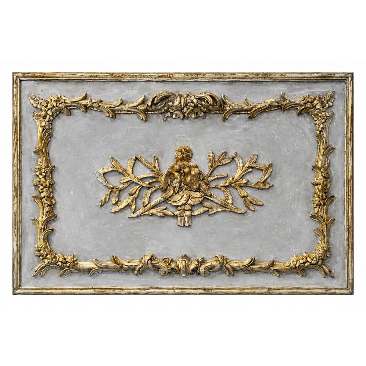 Gold- und Silberfarbenes Luxus Barock Wandkunst-Panel mit Verziertem Vergoldetem Relief – 130 x 82 CM von Luxury Group International