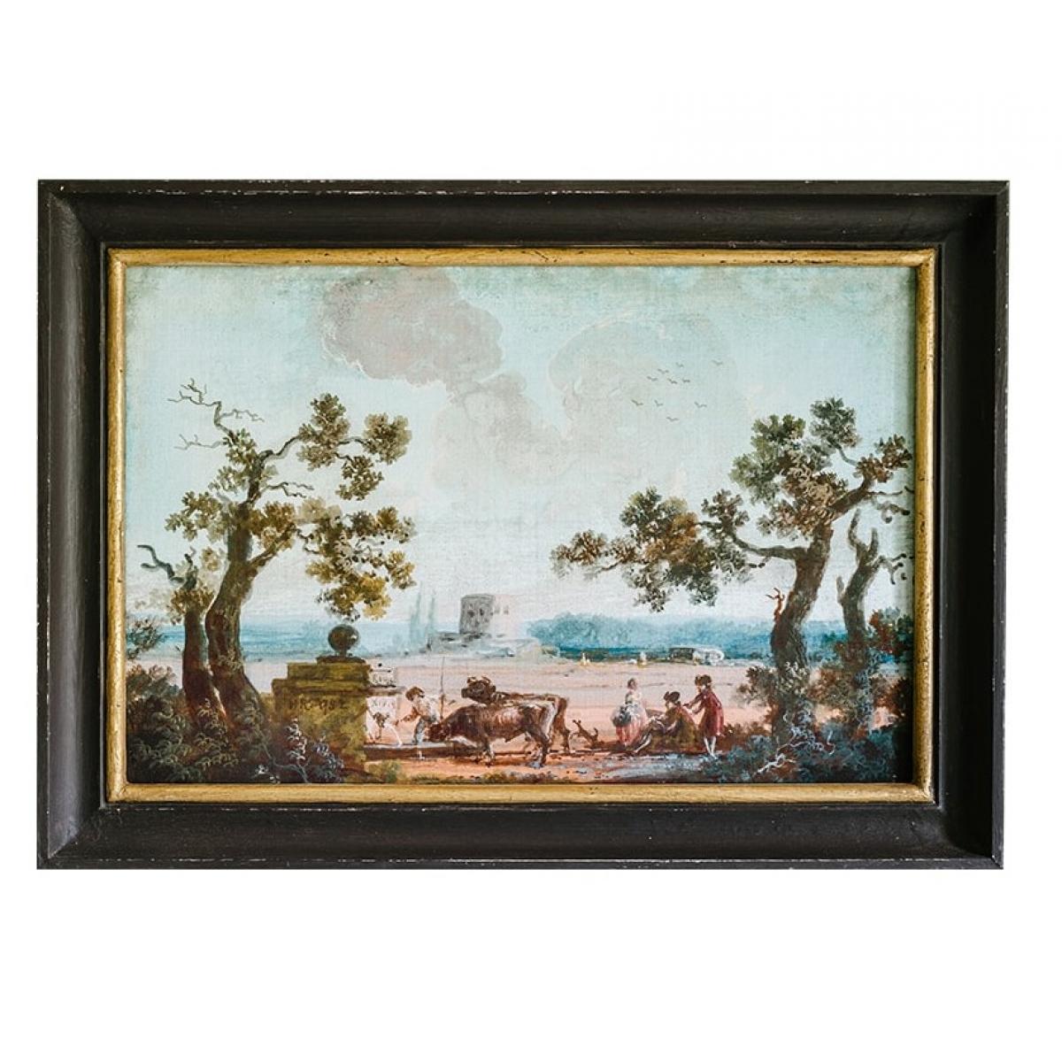 Luxus Klassische Landschaftswandkunst mit Antikem Europäischen Landschaftsgemälde von Luxury Group International