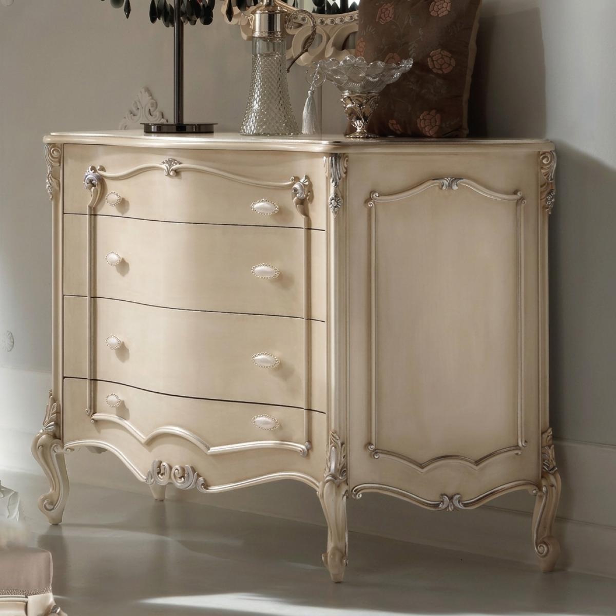 Commode Baroque de Luxe en Finition Ivoire avec Rangement Multi-Tiroirs - Mobilier Baroque Vue de face par Luxury Group International