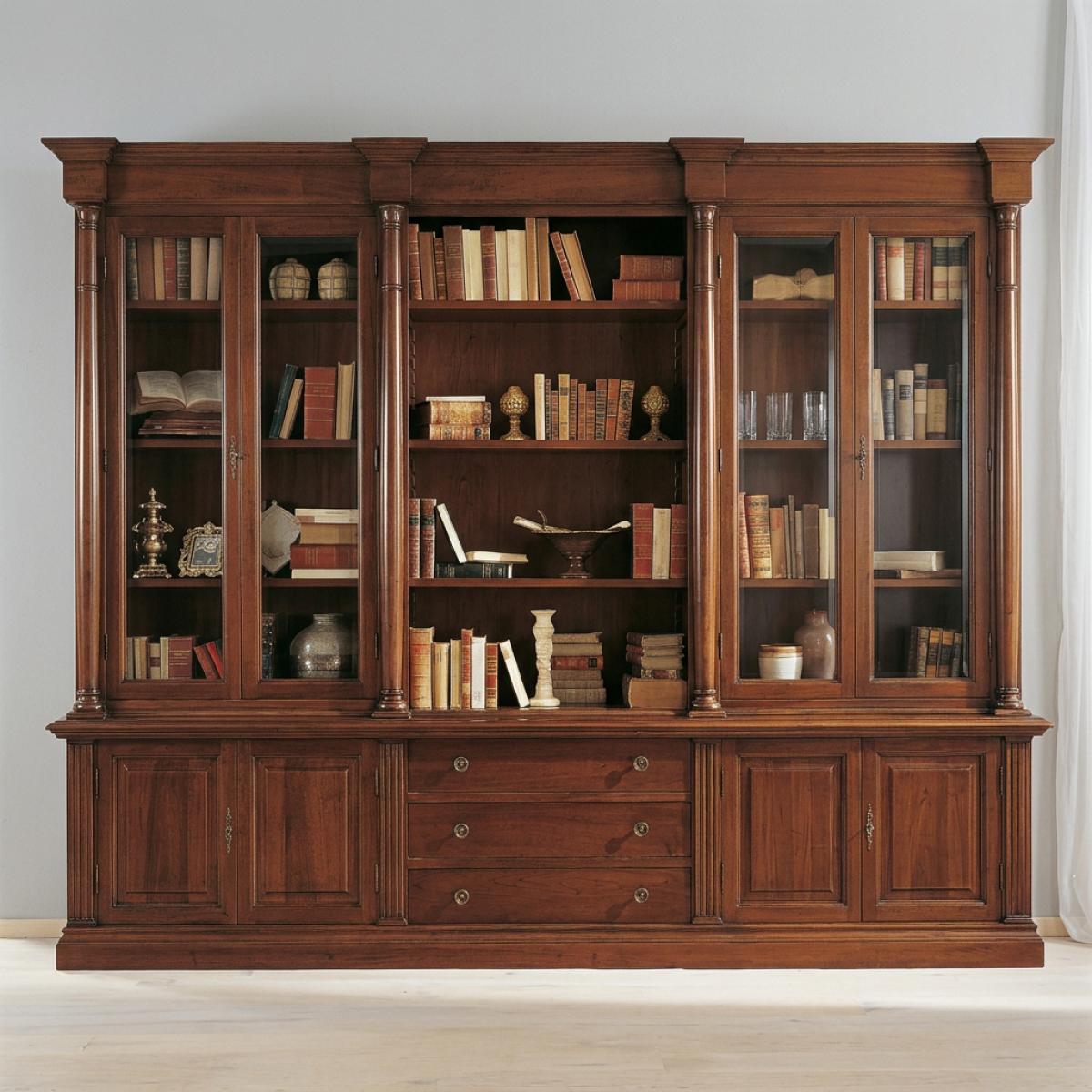 Baroque Luxury Glass Display Cabinet with Multi Storage Cabinets & Drawers - Baroque Furniture Front View by Luxury Group International