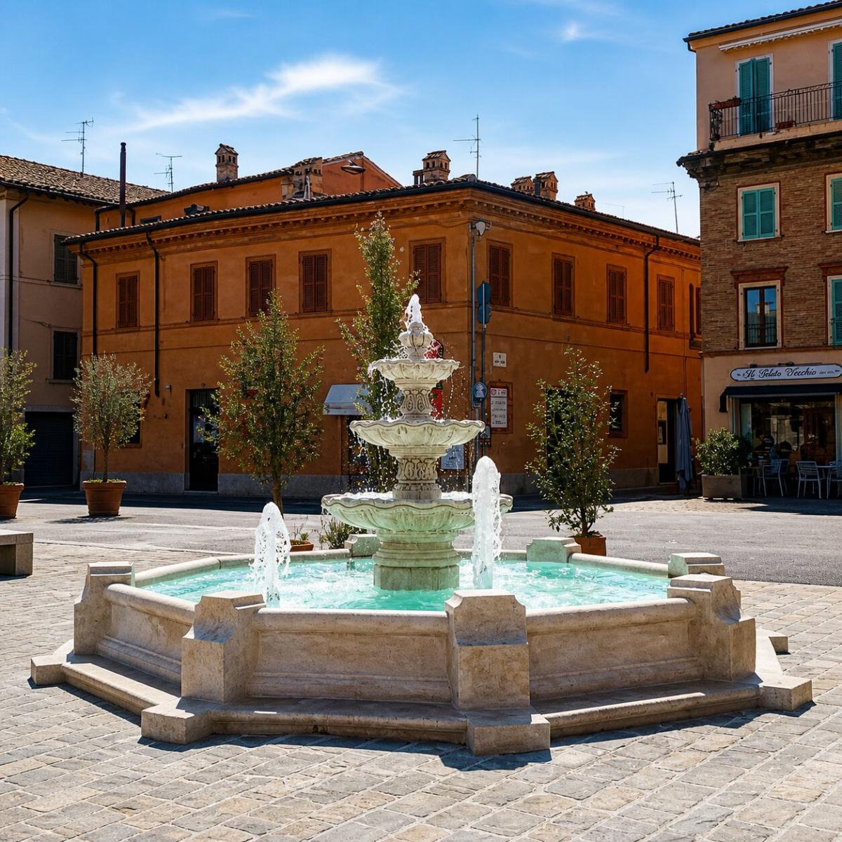 Baroque Luxury Multi-Tiered Water Fountain with Sculpted Bowls in Octagonal Basin - Baroque Fountain Front View by Luxury Group International