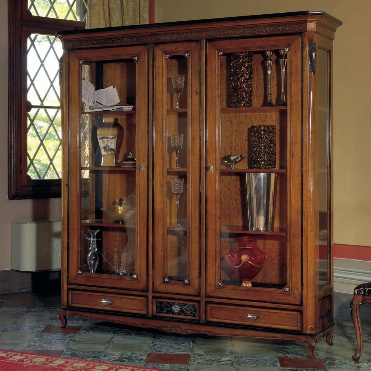 Baroque Wooden Double Door Glass Luxury Display Cabinet - Baroque Furniture Front View by Luxury Group International