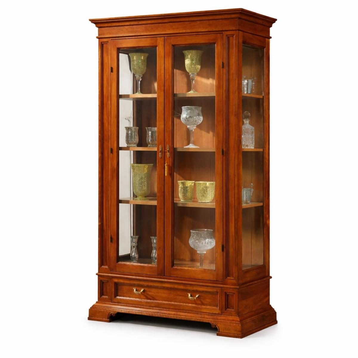 Barockes Luxus-Vitrinenschrank aus Holz mit Doppeltür und Schubladenbasis – Barockmöbel Vorderansicht von Luxury Group International