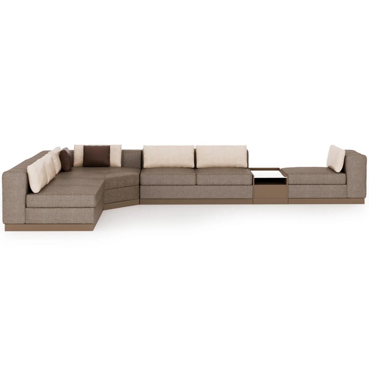 Beige Modular U-Shape Sectional Luxury Sofa – Modern Corner Sofa-Hotel Sofa Front View by Luxury Group International