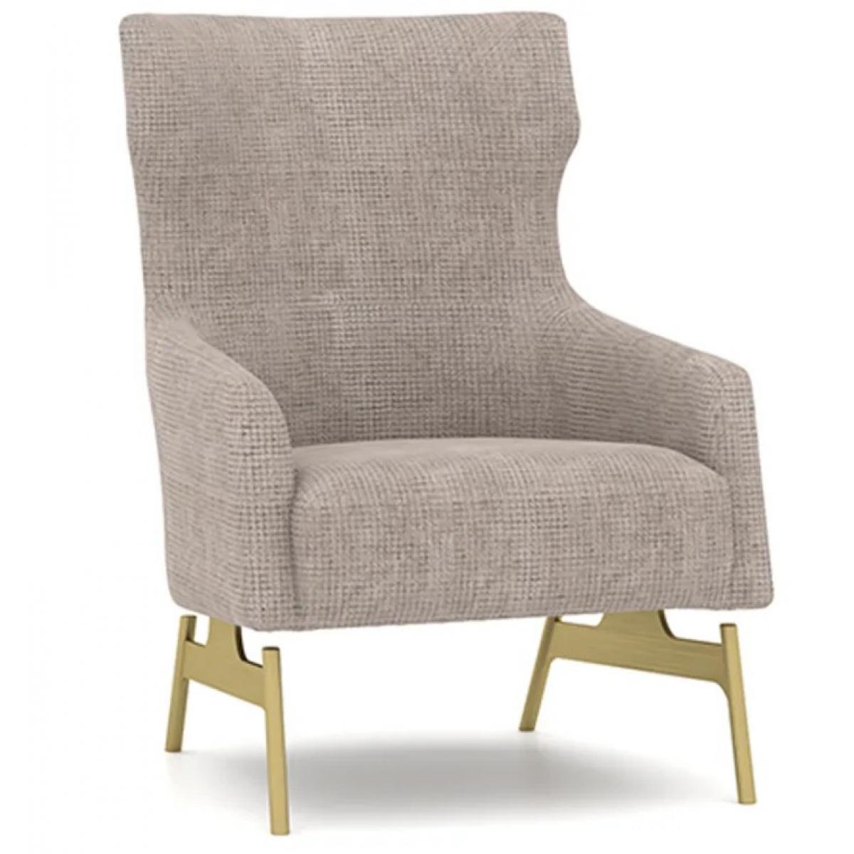 Beige/Golden High Back Luxury Armchair with Gold Metal Base-luxury living room furniture Side View by Luxury Group International