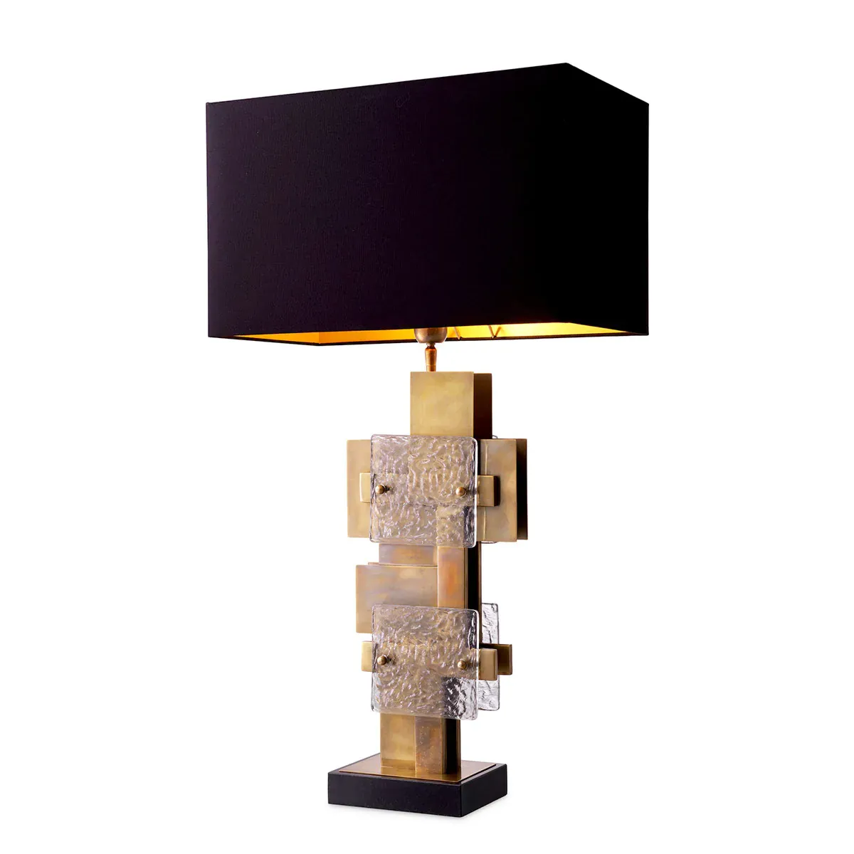 Black lampshade luxury modern gold table lamp with glass design by Luxury Group International