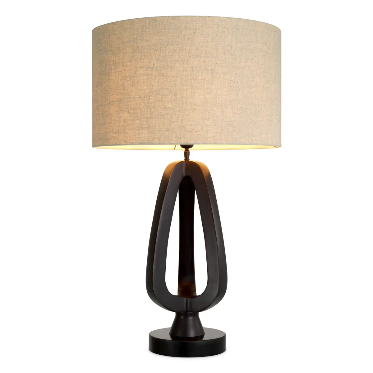 Black luxury table lamp with off-white shade by Luxury Group International