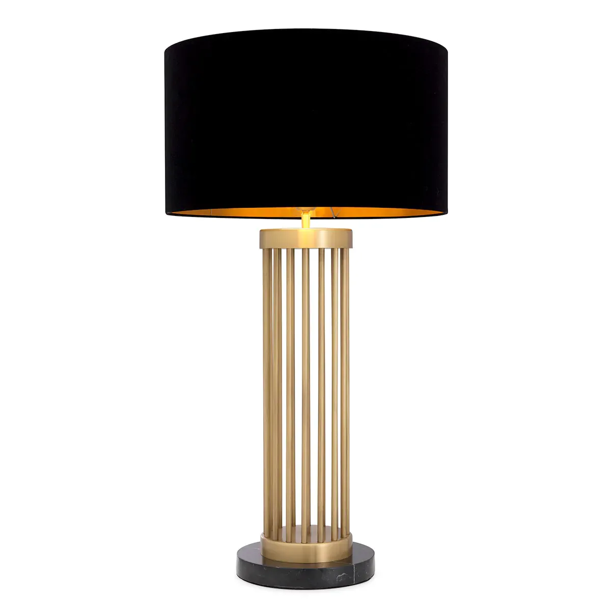 Black Shade Luxury Modern Table Lamp With Golden Rod Base by Luxury Group International