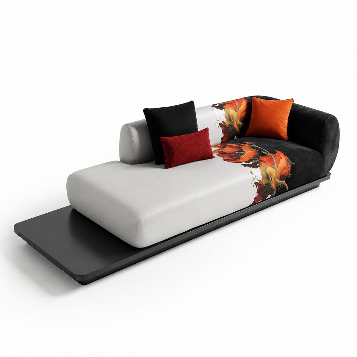 Divano Moderno di Lusso Nero & Bianco con Design Floreale di Luxury Group International