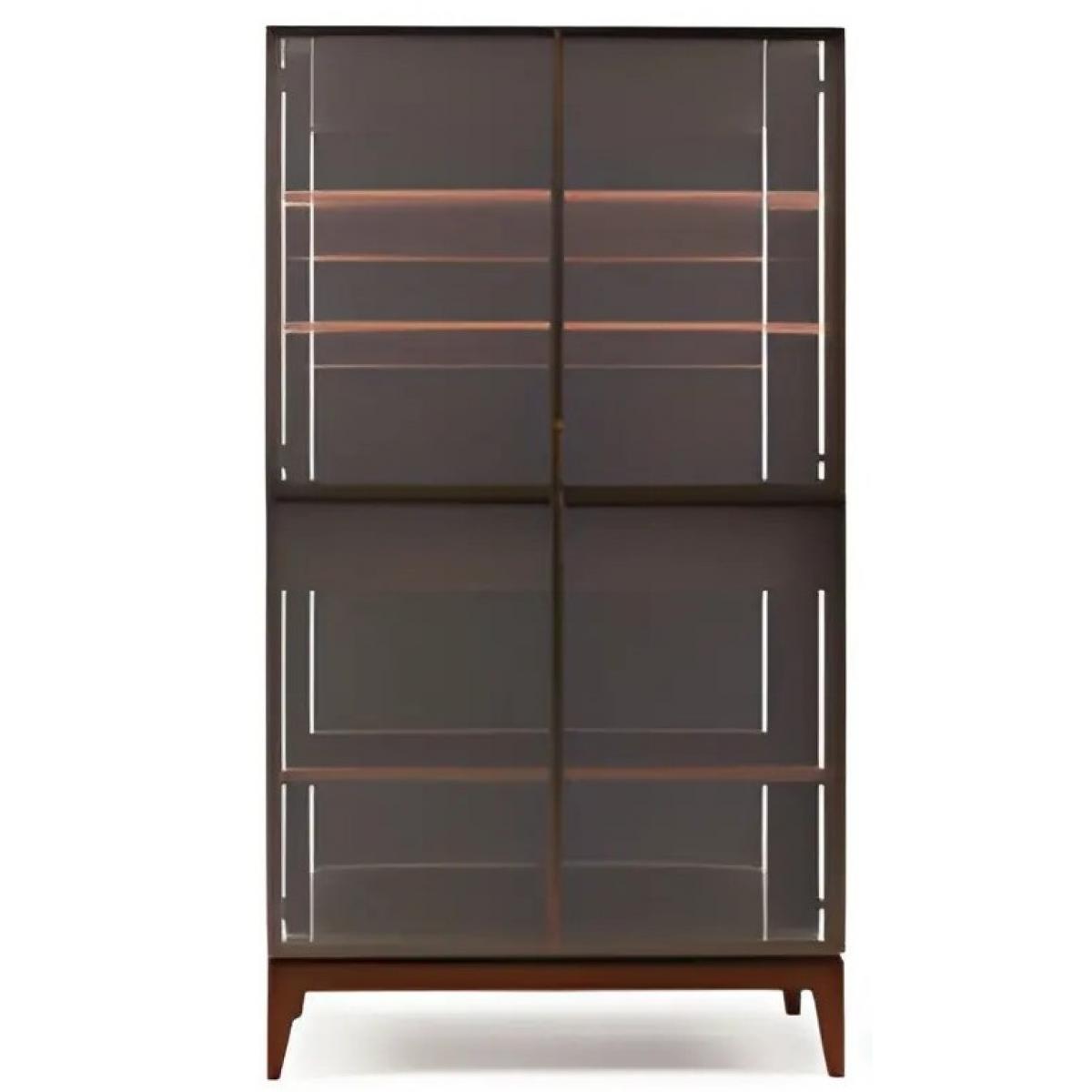 Buffet de bar de luxe en bois marron avec porte en verre par Luxury Group International