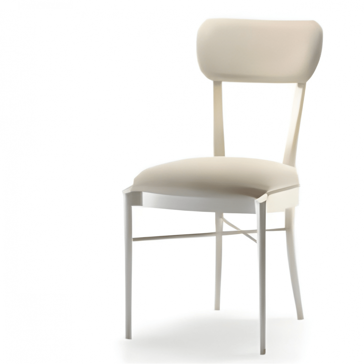 Chalk White Cross-Brace Luxury Dining Chair with Cream Upholstered Seat - Dining Room Furniture Front View by Luxury Group International