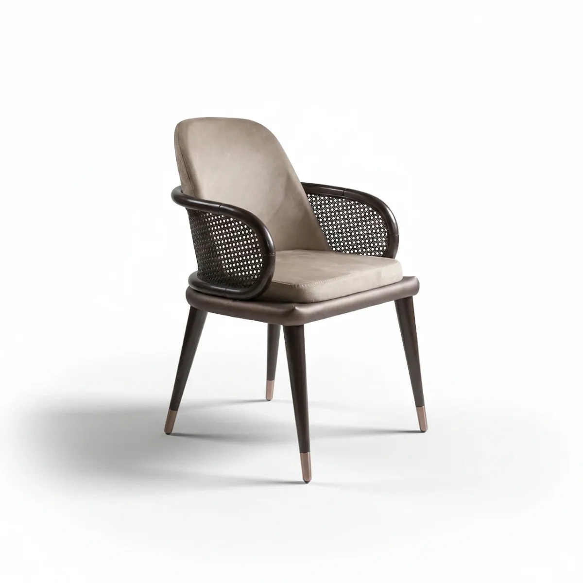 Luxury Modern Dining chair in Beige Matte Upholstered Fabric with Perforated Mesh Back by Luxury Group International