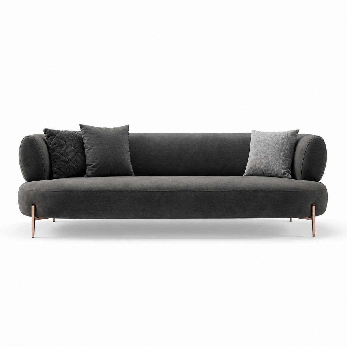 Zeitgenössisches Luxus-Dreiersofa in mattem Anthrazitgrau mit geschwungenem Rücken von Luxury Group International