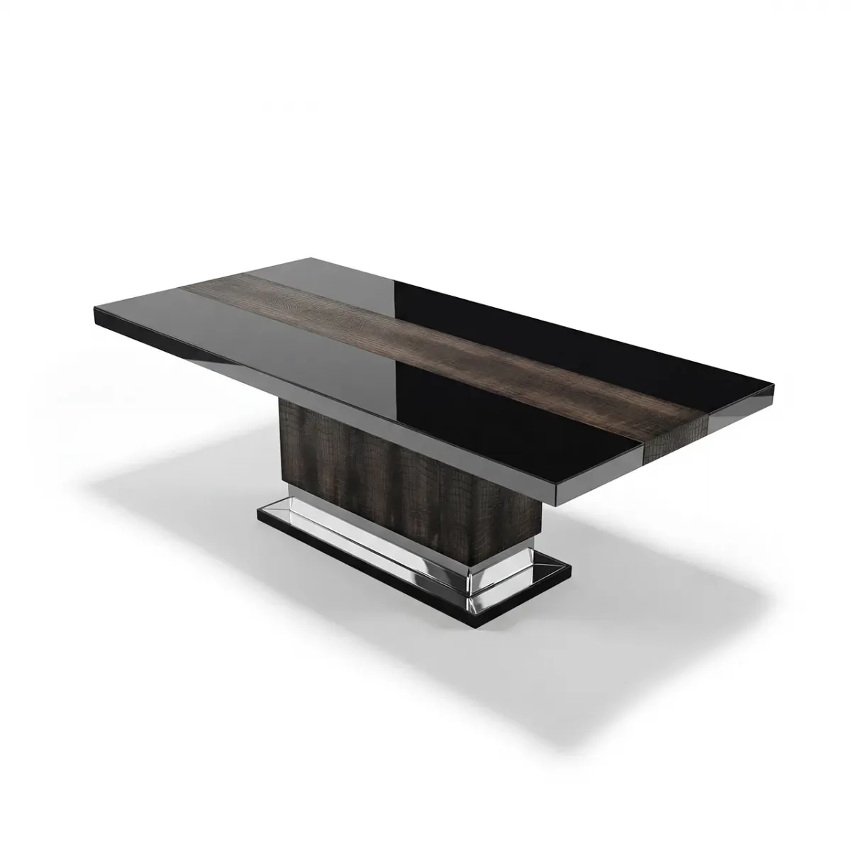 Glossy Black Top Rectangular Luxury Wooden Dining Table by Luxury Group International