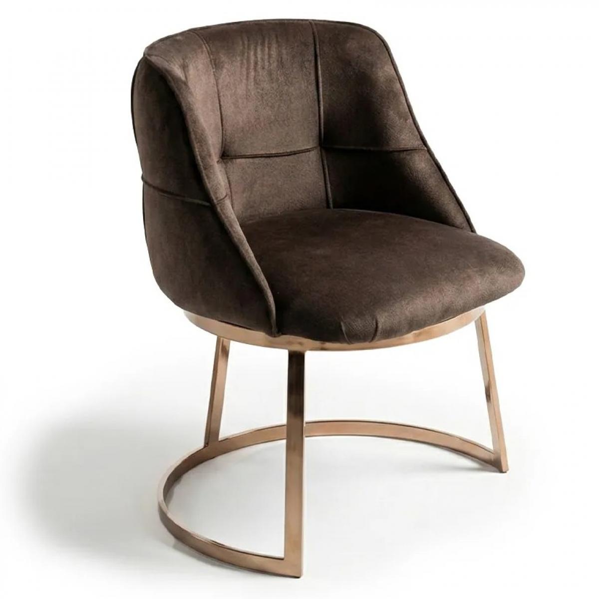 Dark Brown Luxury Upholstered Dining Chair with Gold Metal Base by Luxury Group International