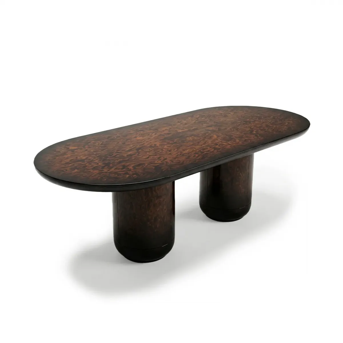 Dark brown oval top wooden luxury dining table by Luxury Group International