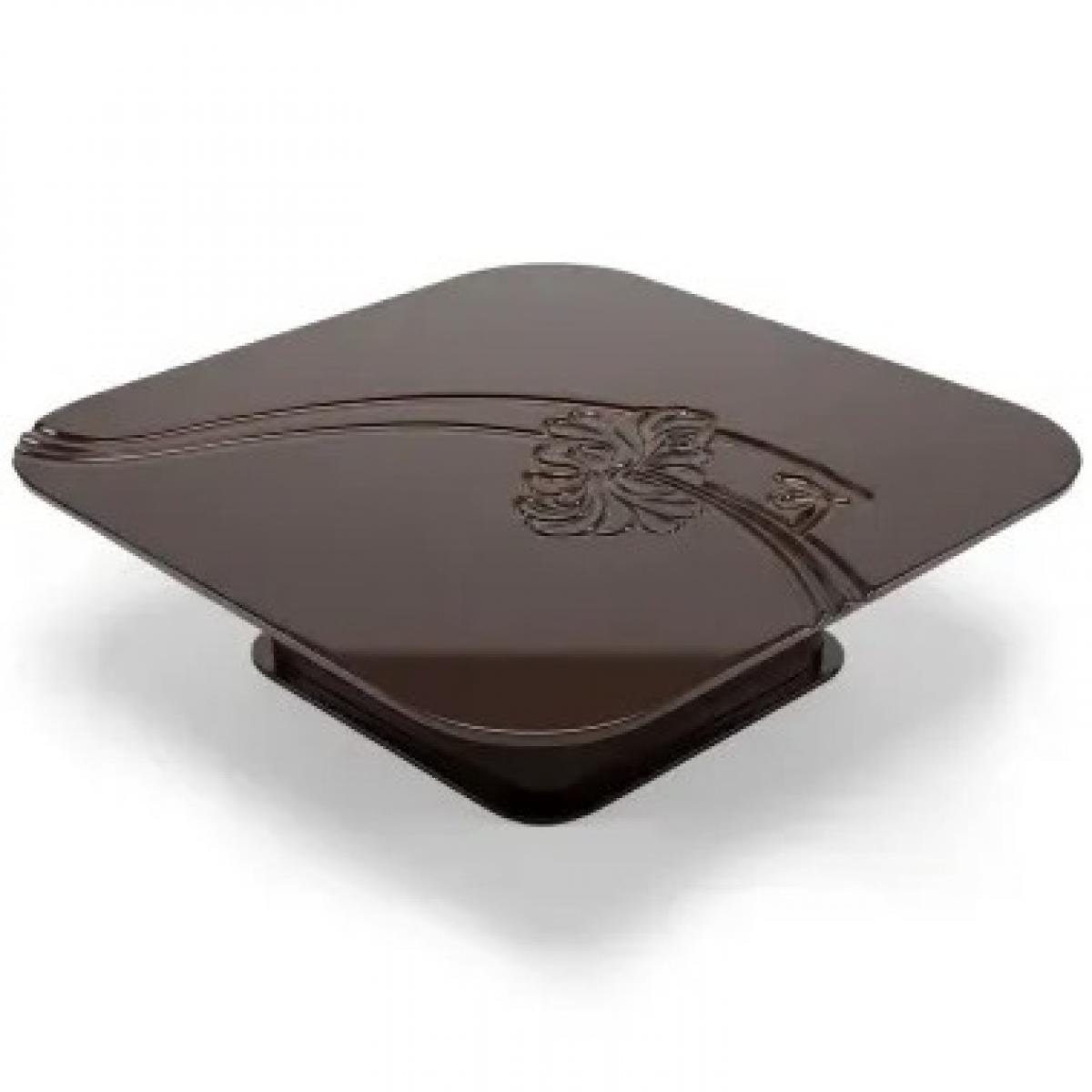 Dark brown rectangular wooden coffee table with floral design by Luxury Group International