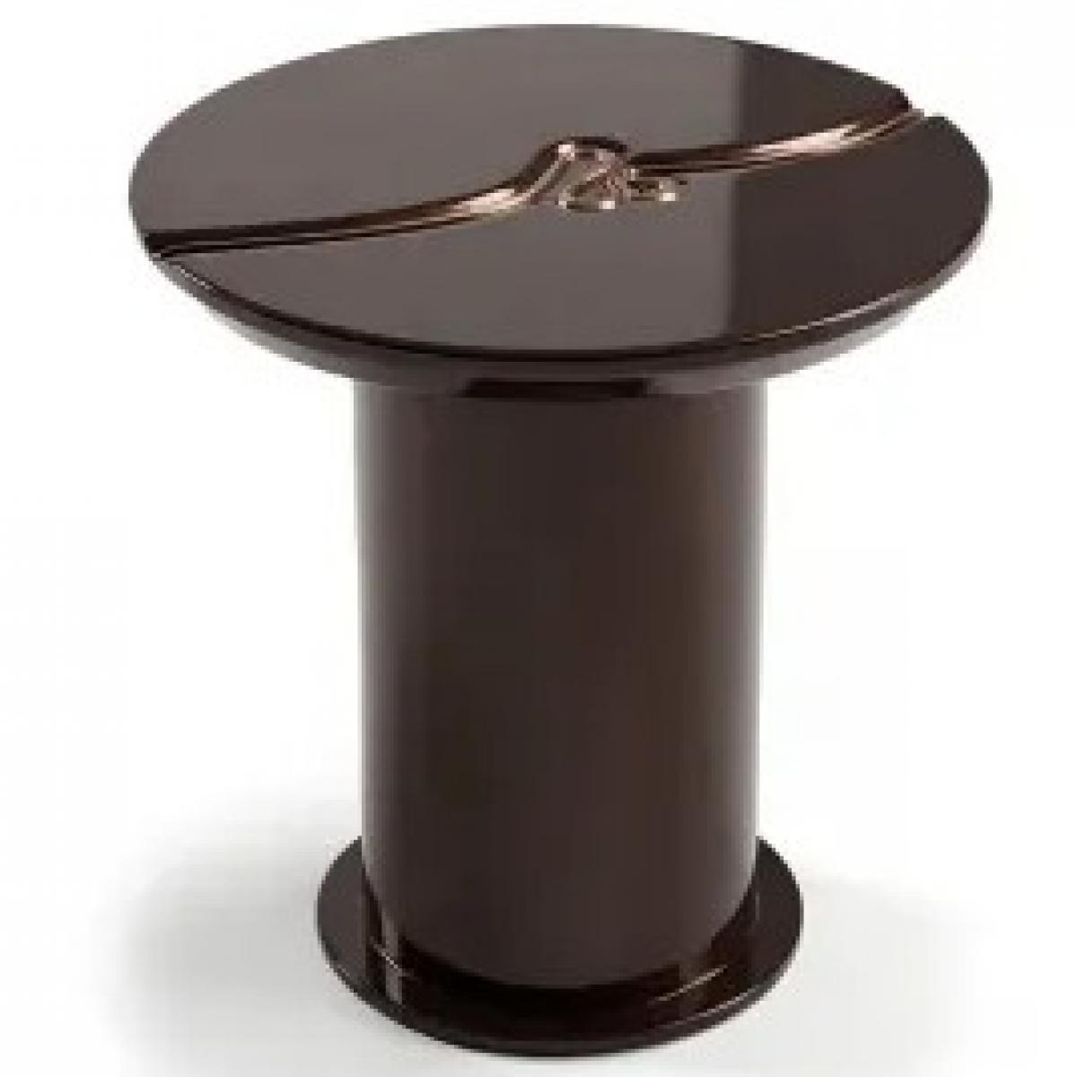 Dark Brown Round Wooden Side Table by Luxury Group International