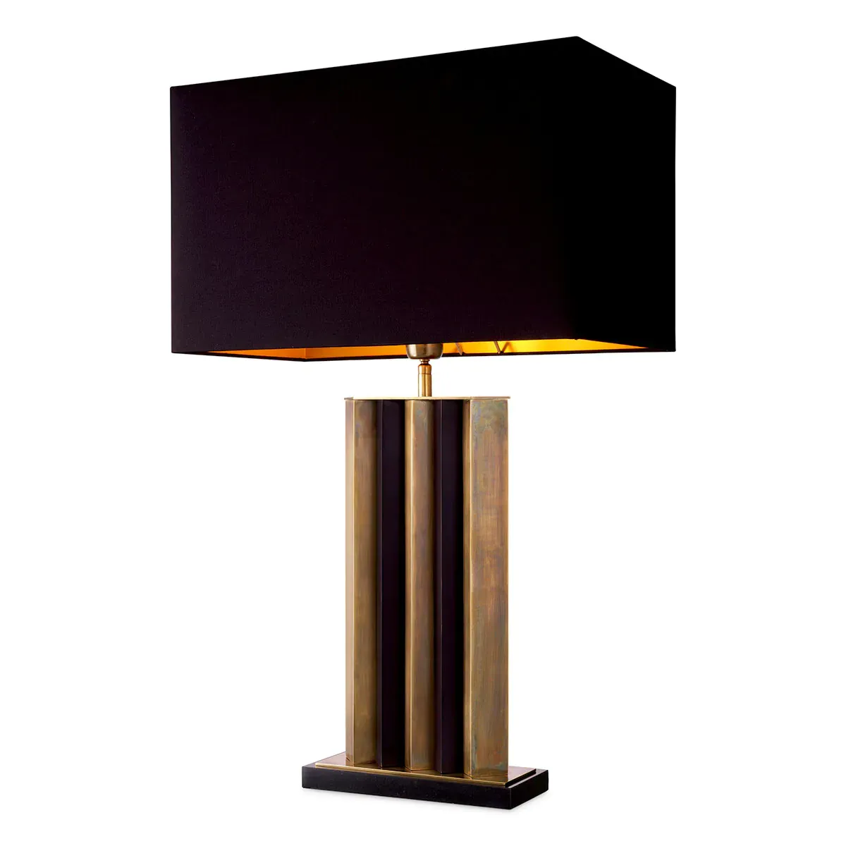Vintage brass golden & black modern luxury table lamp by Luxury Group International