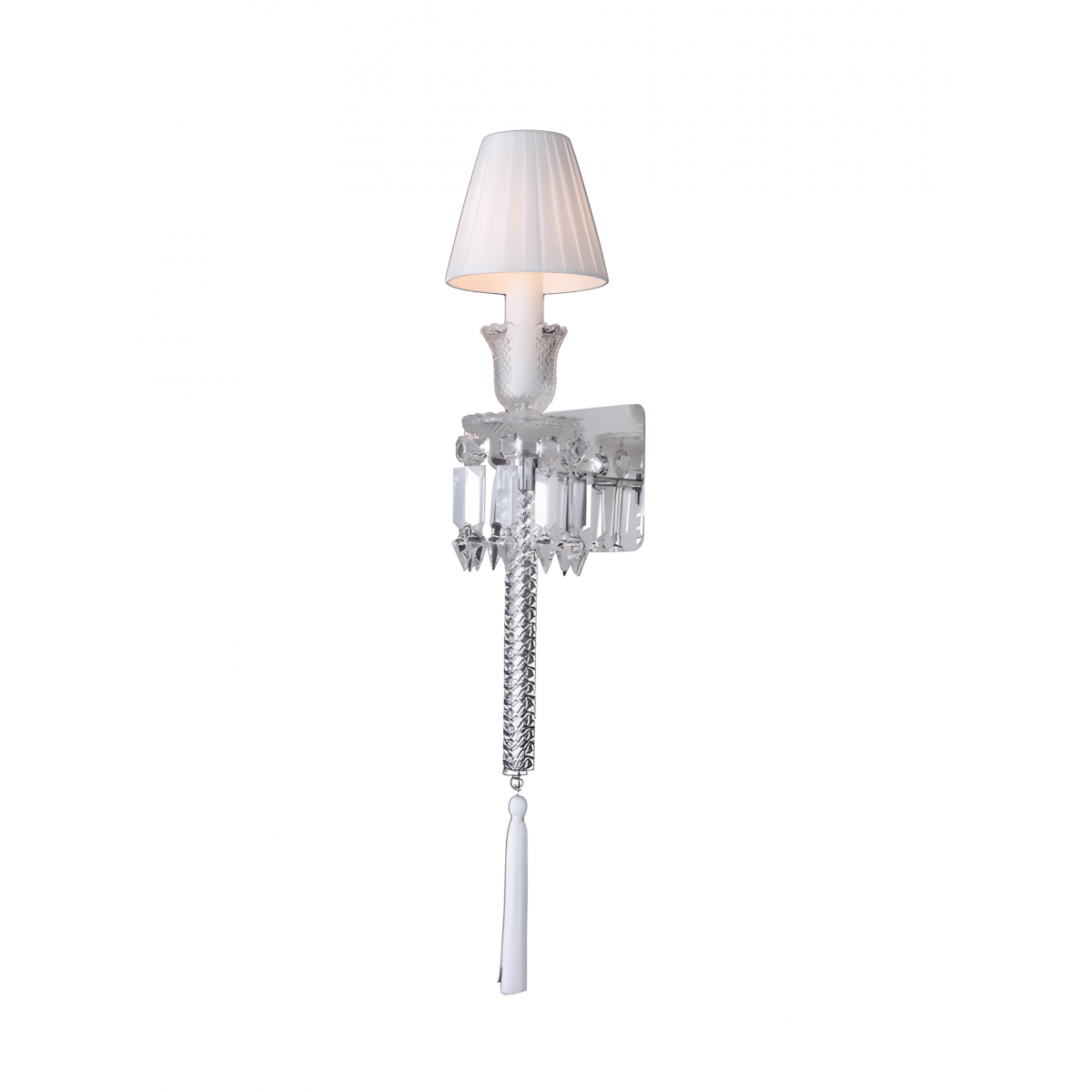 Elegant Classic Decorative Wall lamp in Clear Polished Metal with dangling crystal prisms by Luxury Group International
