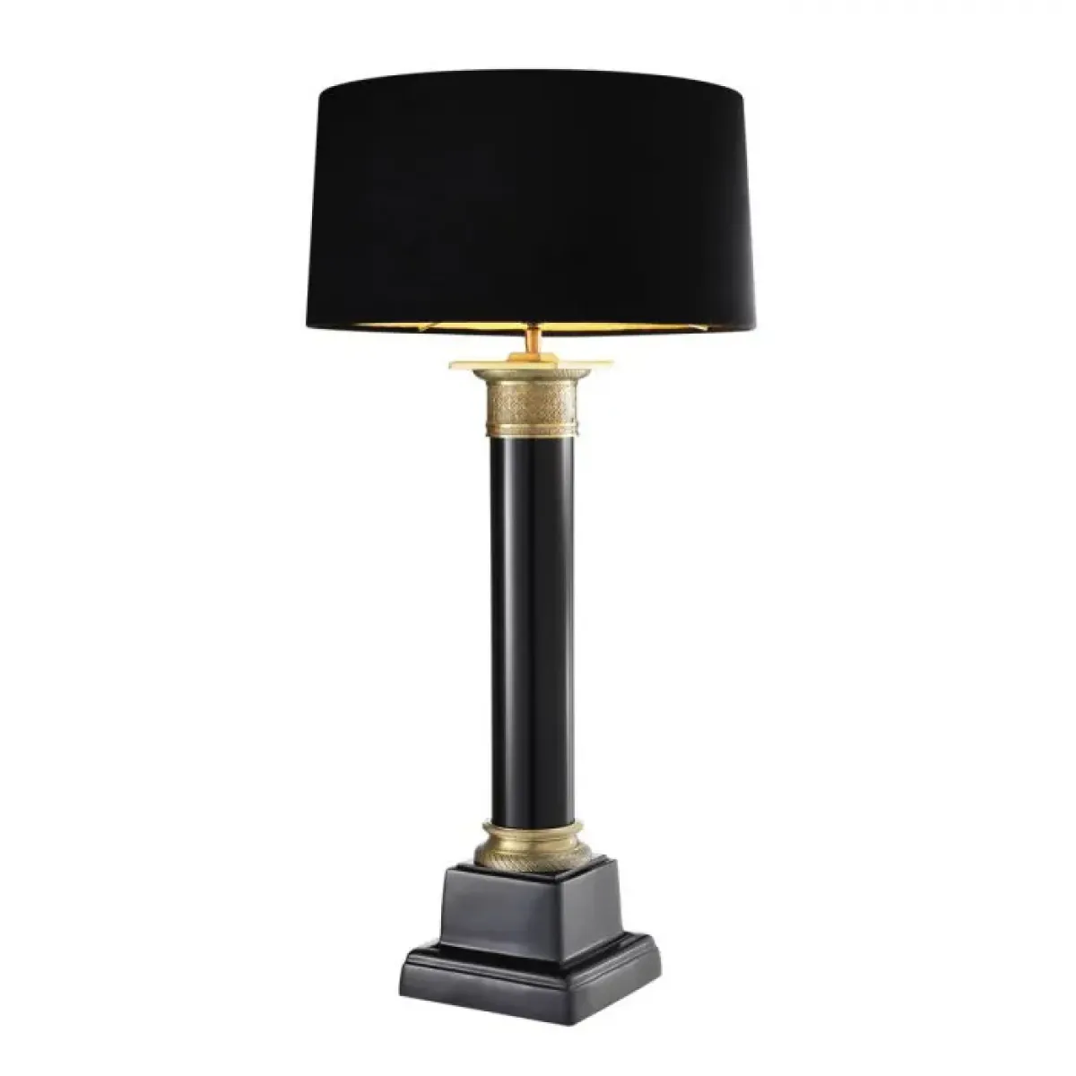 Modern Luxury Table Lamp in Black Antique Brass with Gold Pillar-Like Body by Luxury Group International