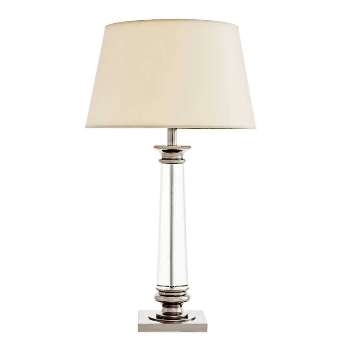 Off-white shade crystal glass luxury modern table lamp with nickel finish by Luxury Group International