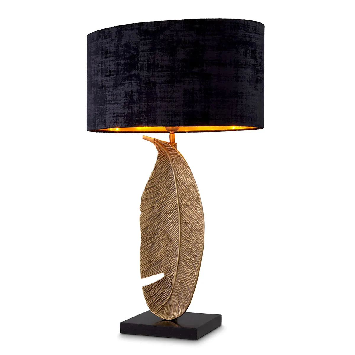 Black shade golden leaf design luxury modern table lamp by Luxury Group International