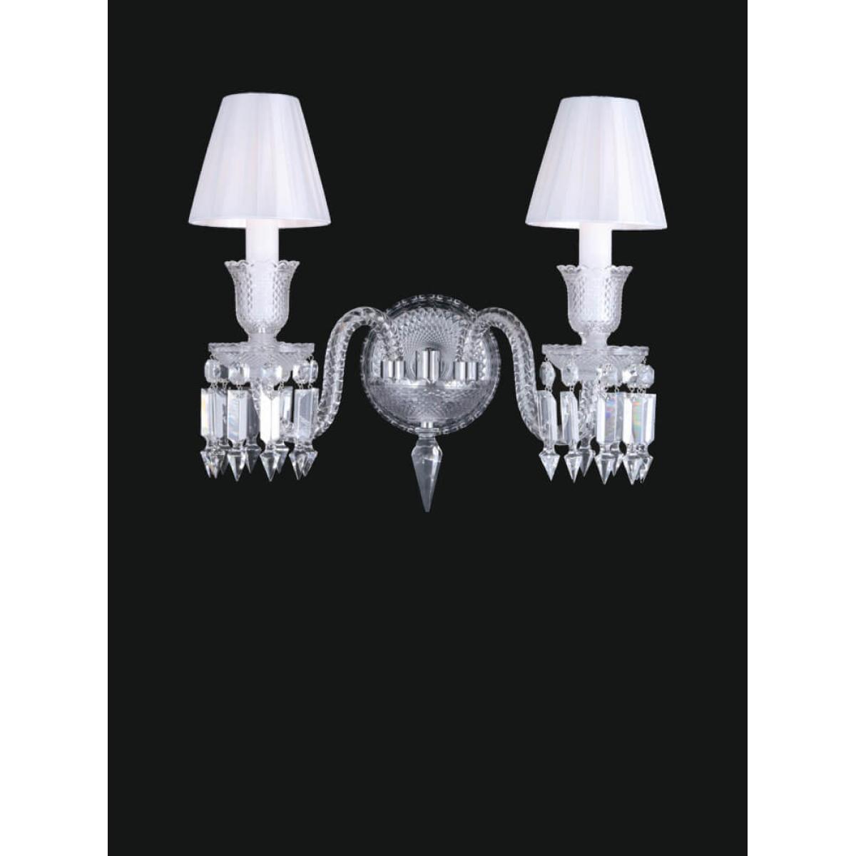 2-Light Crystal Glass Modern Wall Lights with Lampshade by Luxury Group International