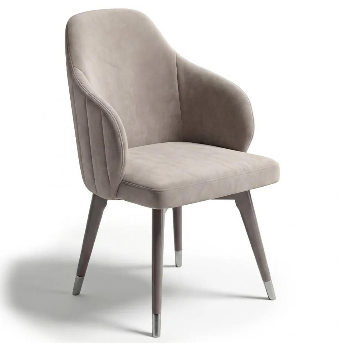 Luxury Taupe Velvet Modern Dining Chair with Sculpted Backrest by Luxury Group International