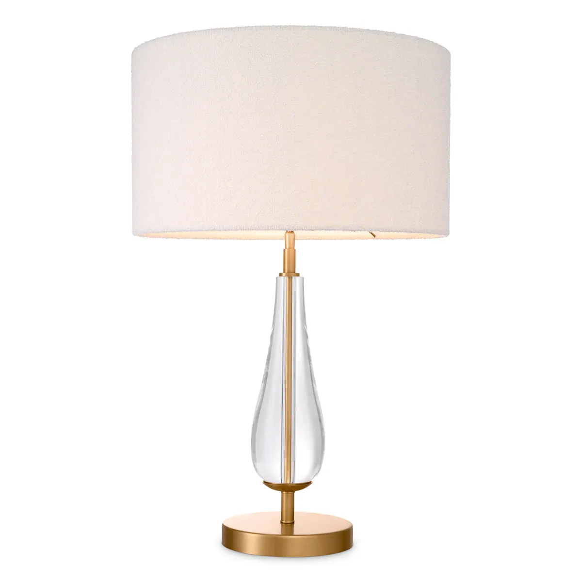 Luxury fine teadrop design crystal glass table lamp antique brass / cream Ø 45 x H. 70.5 cm by Luxury Group International