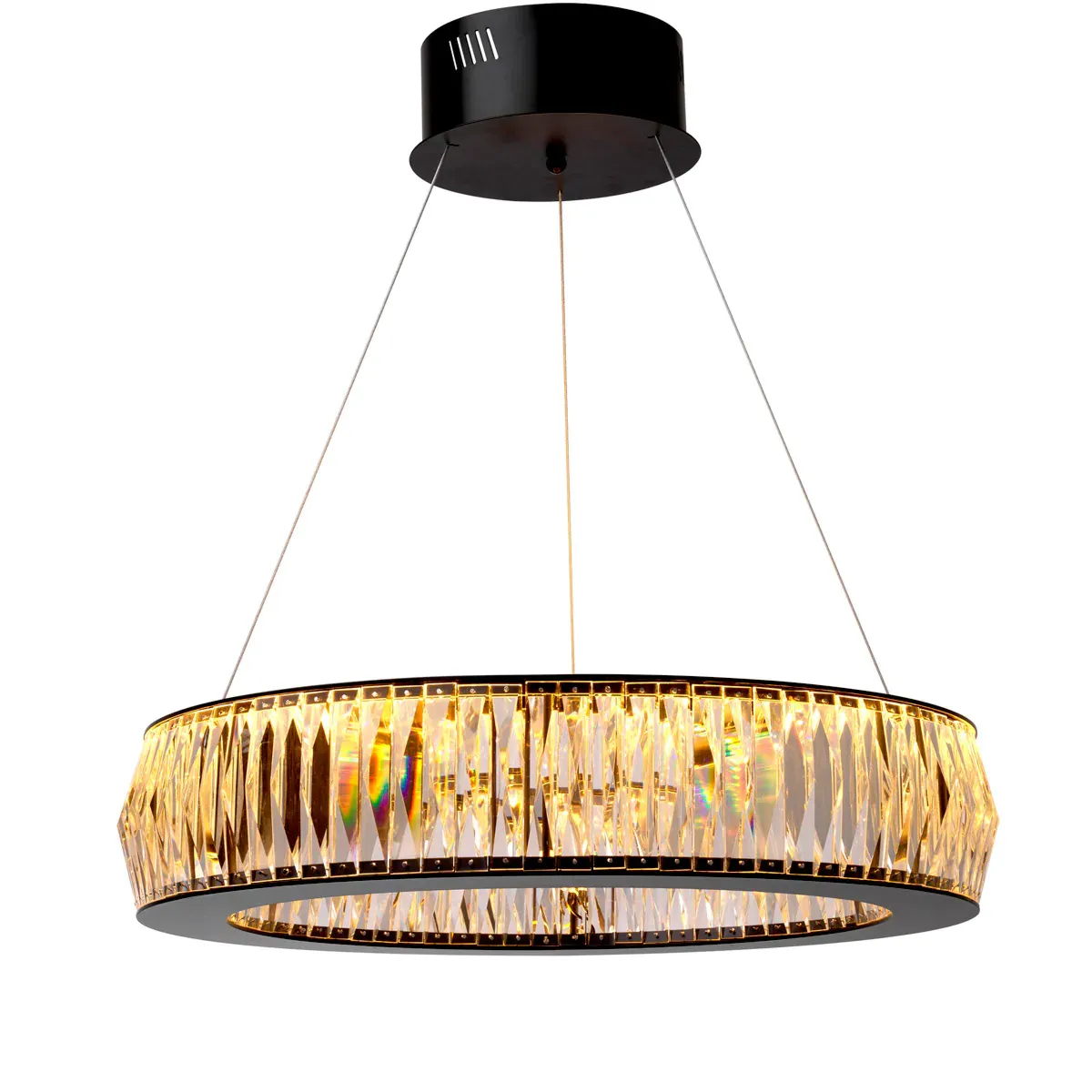 Black Modern round crystal glass luxury LED chandelier by Luxury Group International
