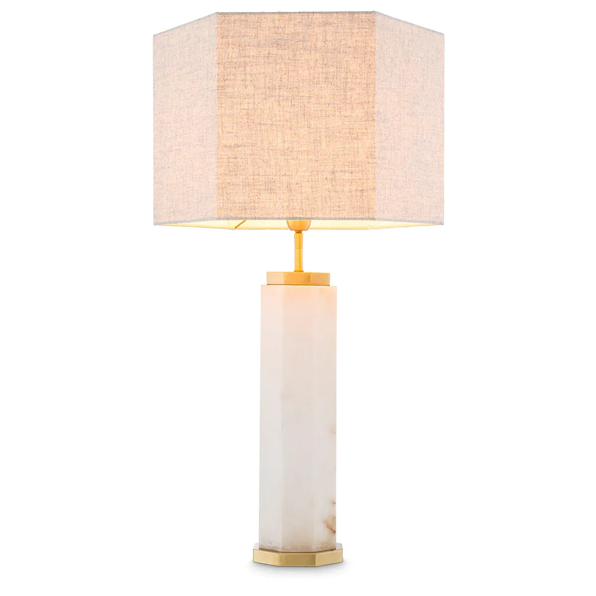 Lampe de table de luxe albâtre / laiton antique / blanc par Luxury Group International