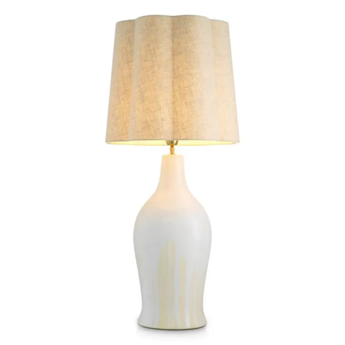 White Elegant Modern Luxury Ceramic Table Lamp with vintage brass finish by Luxury Group International