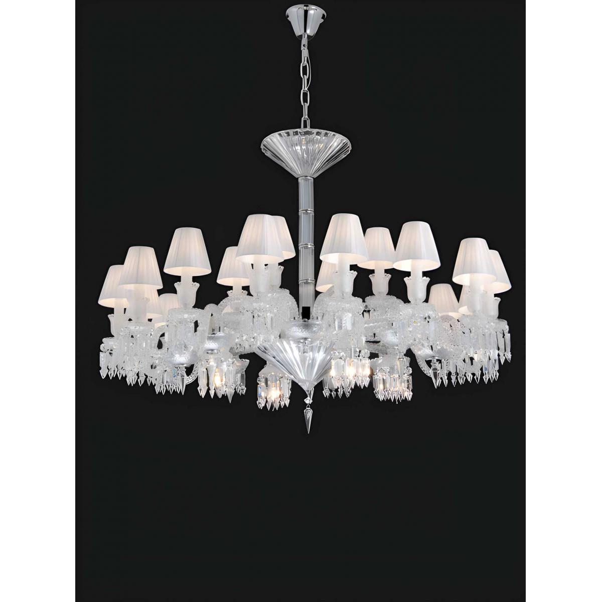 Glamouröser Klassischer Kronleuchter mit 24 Lichtern aus klarem Chrommetall und Kristallfransen von Luxury Group International
