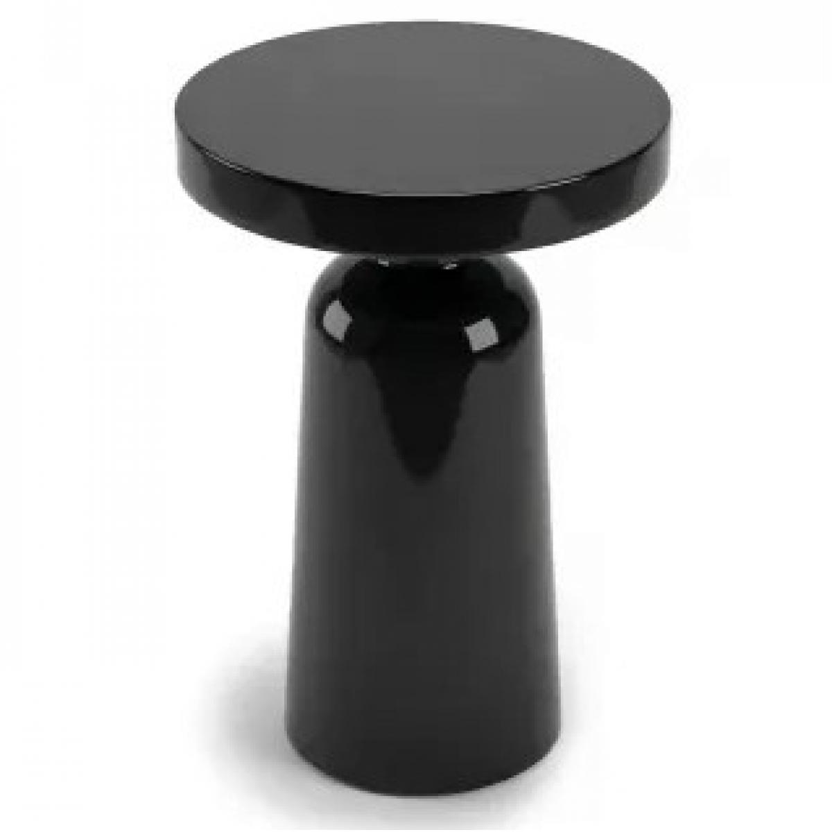 Glossy black round top cone side table with pedestal by Luxury Group International