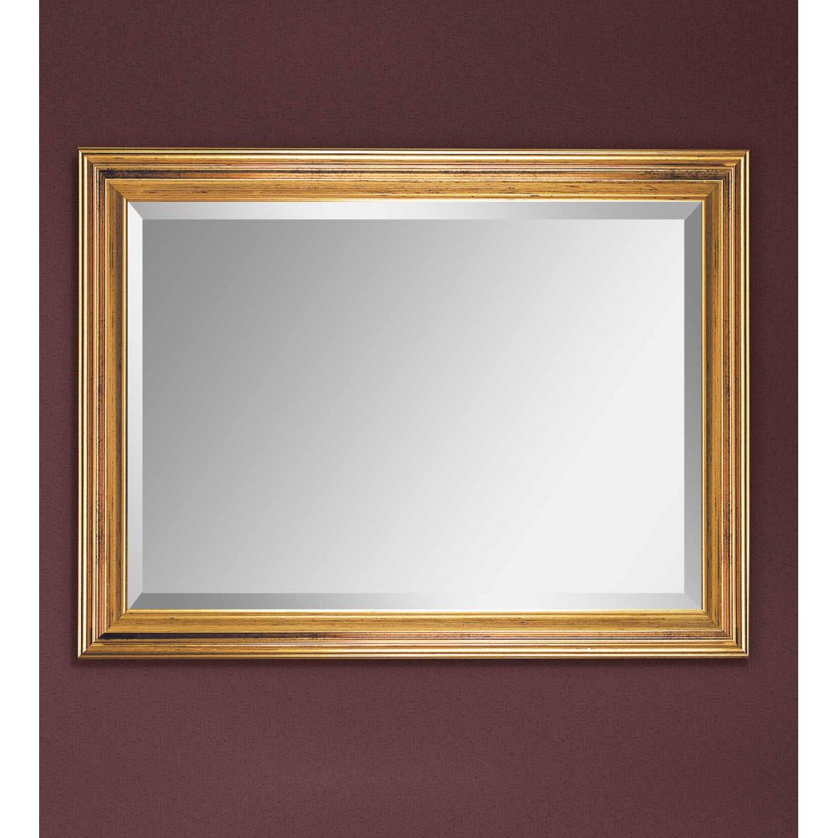 Gold Leaf Baroque Luxury Wall Mirror with Stepped Ridged Frame & Wide Bevelled Glass Front View by Luxury Group International