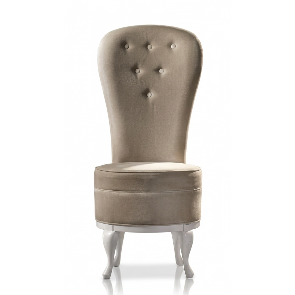 Chaise de salle à manger en velours de luxe à dossier haut capitonné à boutons finition or champagne - Mobilier de salle à manger Vue de face par Luxury Group International